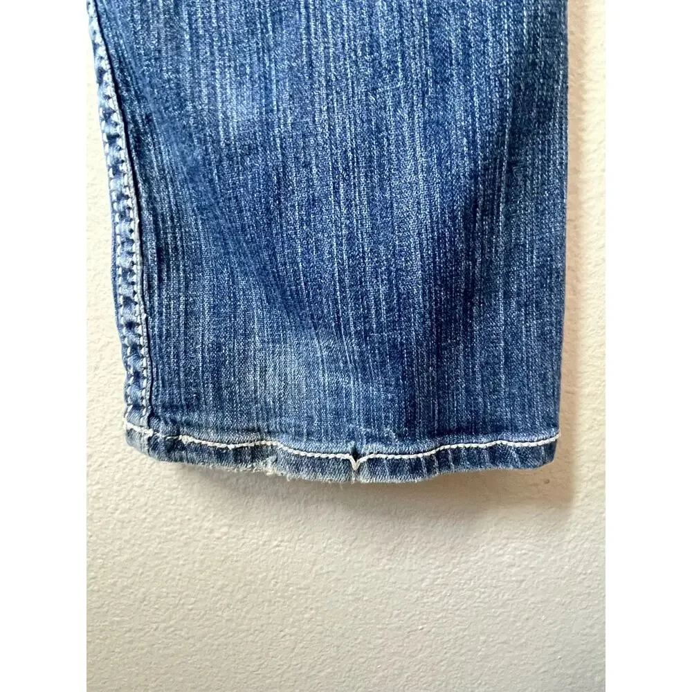 BKE Buckle Carter Men Jeans Straight 31R Distressed Denim Thick Stitch Stretch